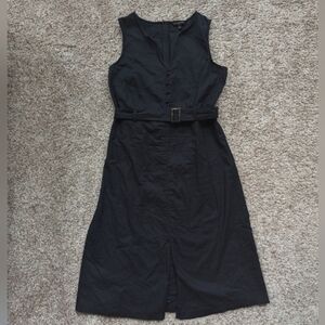 Women's Banana Republic Black Linen And Cotton Belted Dress Size 12